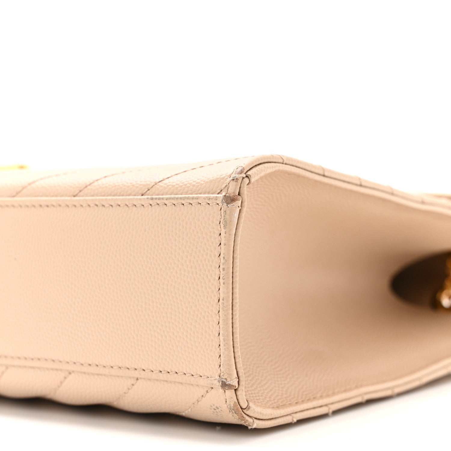 Saint Laurent Grain De Poudre Matelasse Chevron Large Monogram Satchel Dark Beige 10 of 10