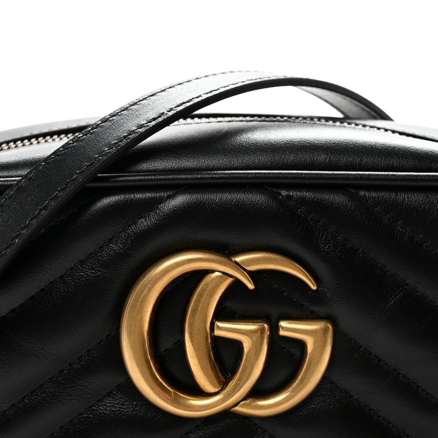Calfskin Matelasse Small GG Marmont Chain Shoulder Bag Black