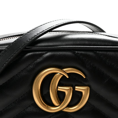 Gucci Calfskin Matelasse Small GG Marmont Chain Shoulder Bag Black 8 of 10