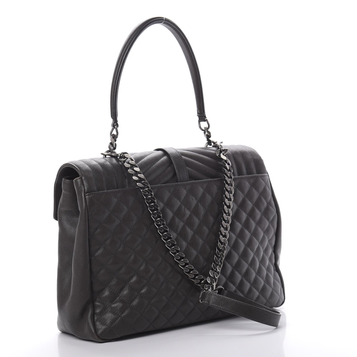 Saint Laurent Sheepskin Tri-quilt Monogram Large College Satchel Asphalt 3 of 18