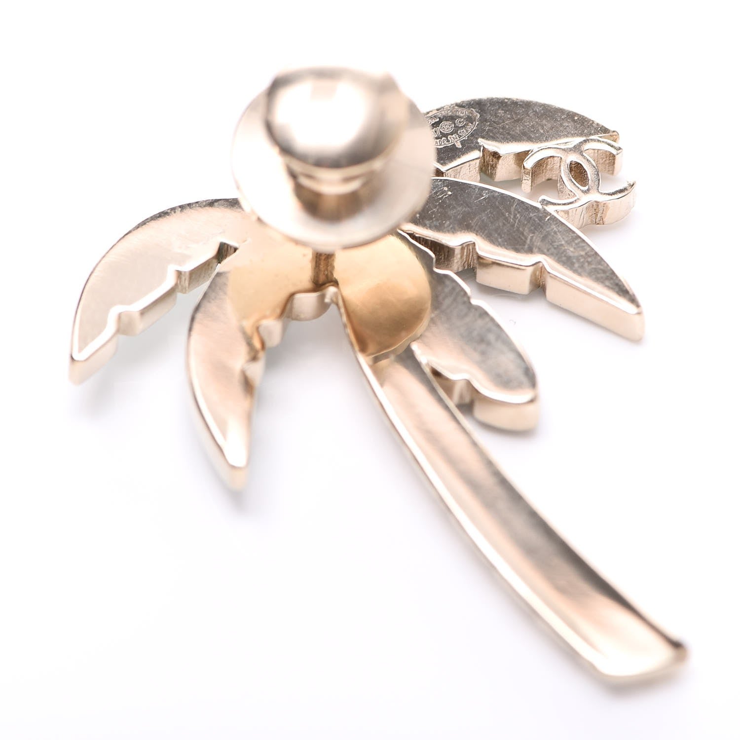 Chanel Enamel Pearl Palm Tree Brooch Green Gold 2 of 5
