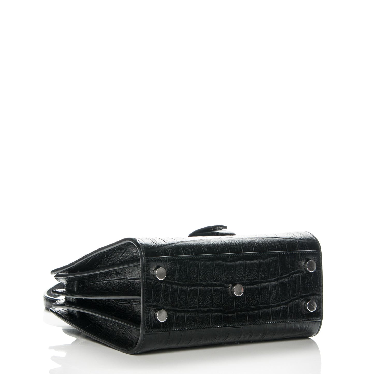 Calfskin Crocodile Embossed Nano Sac De Jour Black