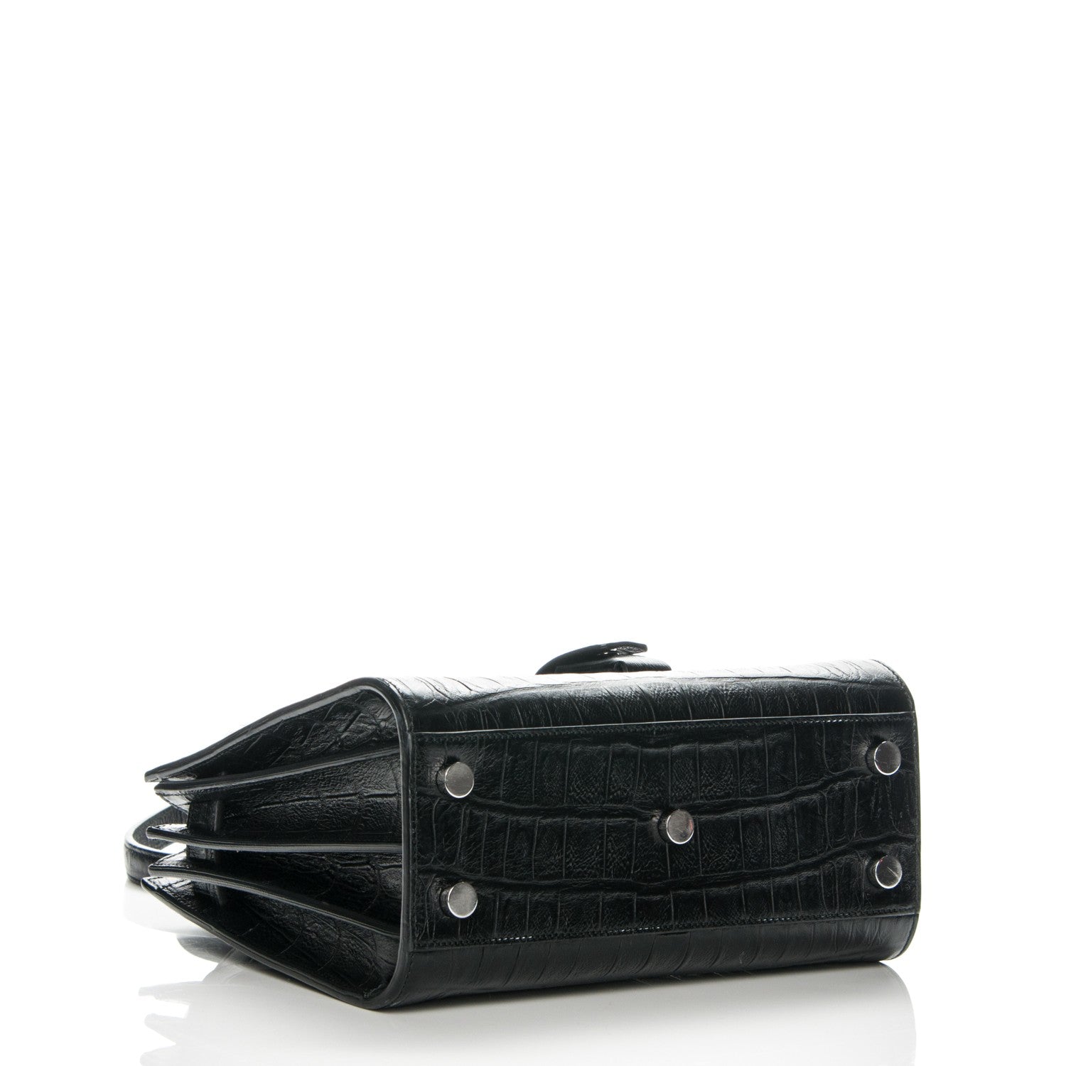 Saint Laurent Calfskin Crocodile Embossed Nano Sac De Jour Black 4 of 7