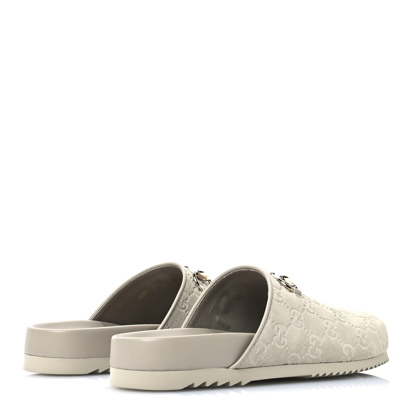 Luxury Suede Guccissima Miro Soft Womens Horsebit Slippers 39.5 Oatmeal