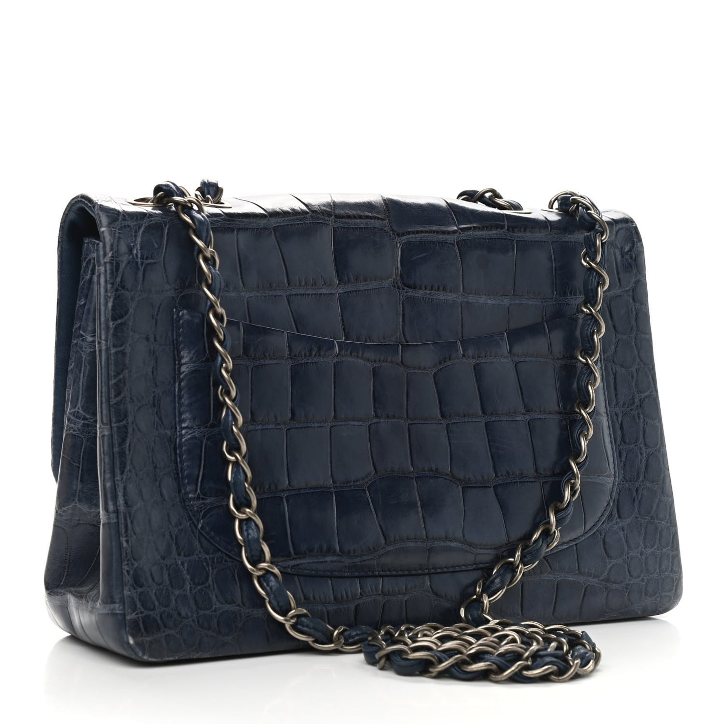 Matte Alligator Jumbo Single Flap Blue