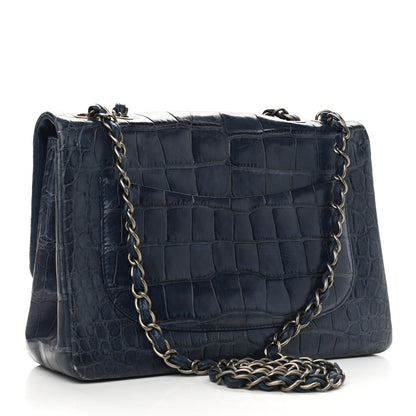 Chanel Matte Alligator Jumbo Single Flap Blue 3 of 12