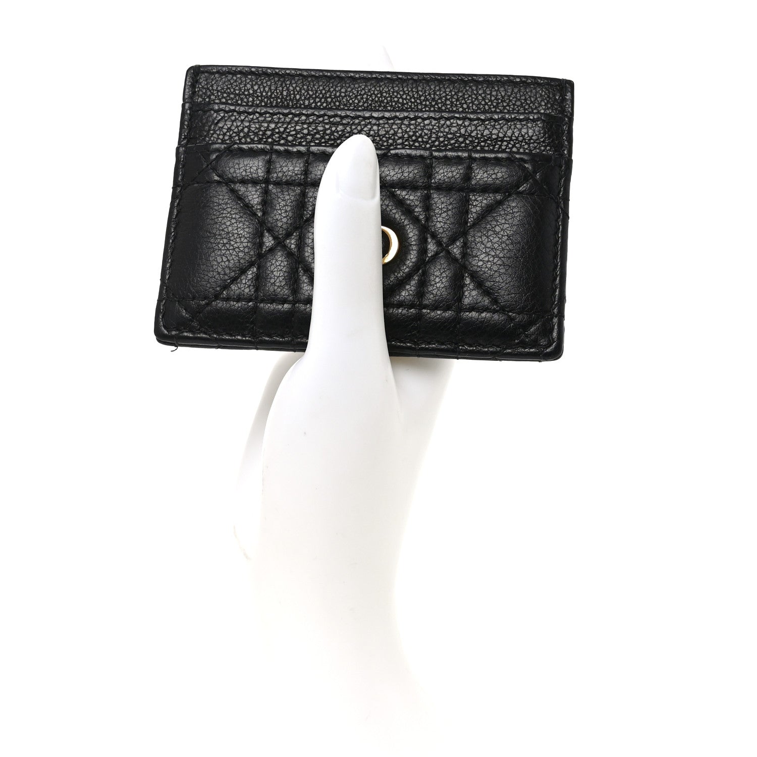 Christian Dior Supple Calfskin Cannage Caro Freesia Card Holder