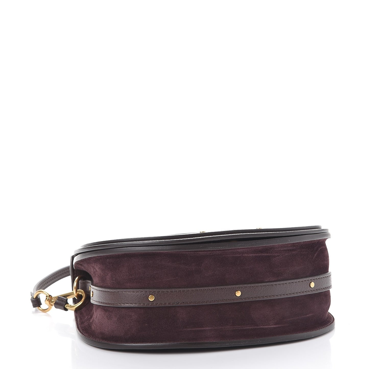 Calfskin Suede Medium Nile Bracelet Bag Carbon Brown