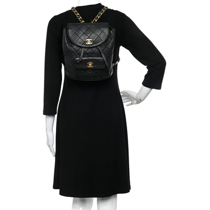 Chanel Lambskin Quilted Drawstring Backpack Black 2 of 16