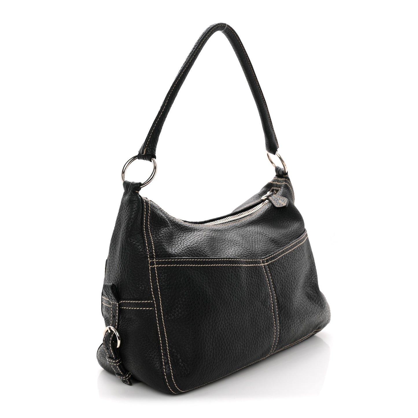 Vitello Front Pockets Shoulder Bag Black