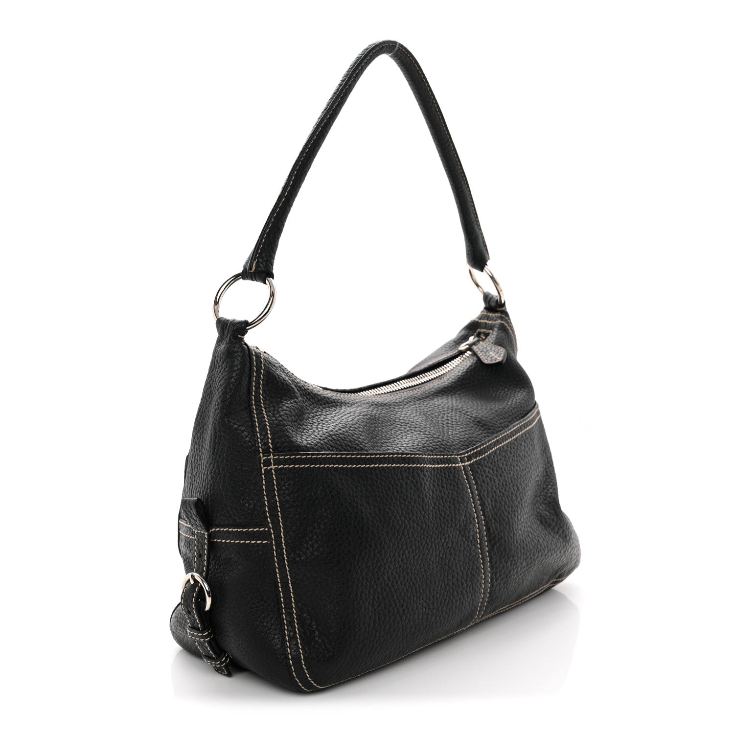 Prada Vitello Front Pockets Shoulder Bag Black 3 of 10