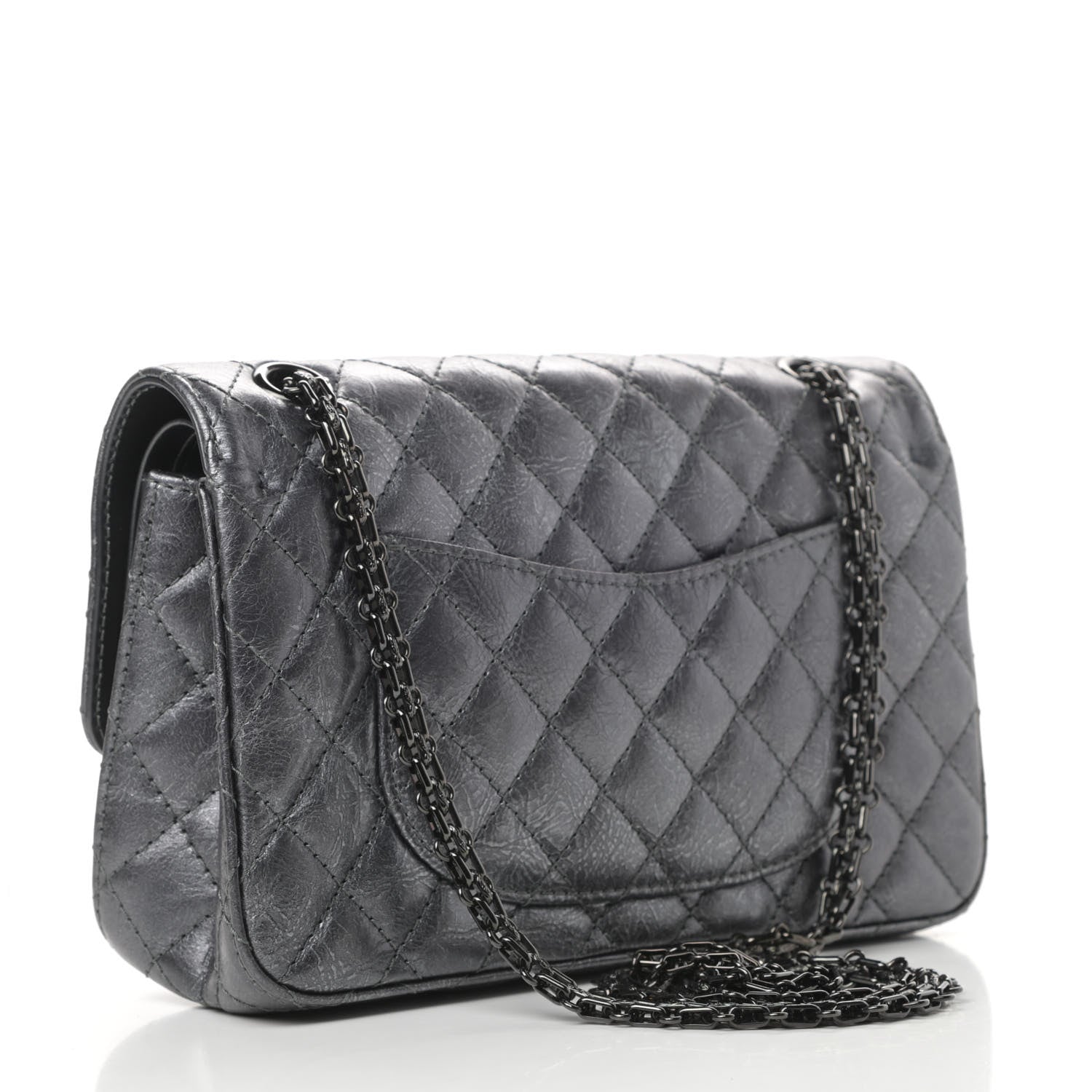 Chanel Metallic Aged Calfskin Quilted 2.55 Reissue 225 Flap Charcoal 3 of 13