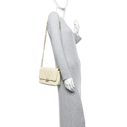 Chanel Shiny Caviar Quilted Small Chain Melody Flap White 2 of 16
