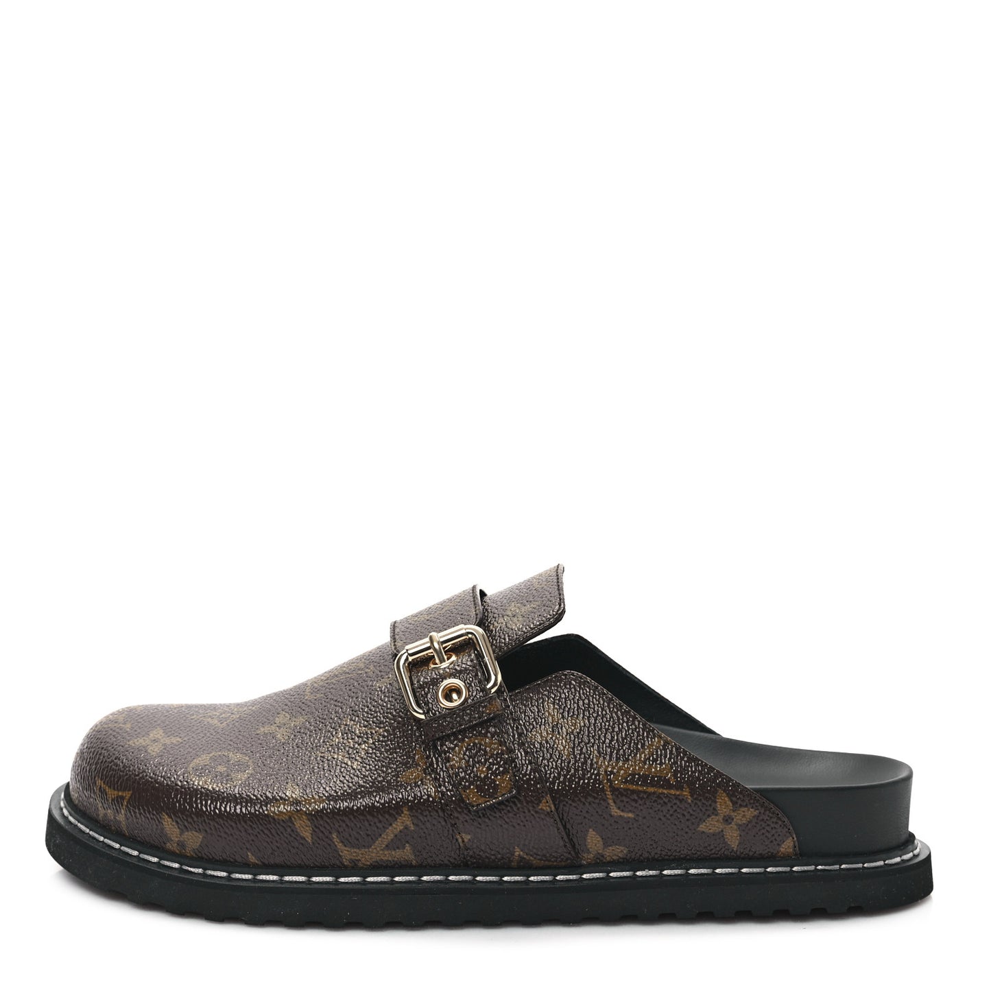 Patent Monogram Womens Cosy Flat Comfort Clog Mules 39 Brown