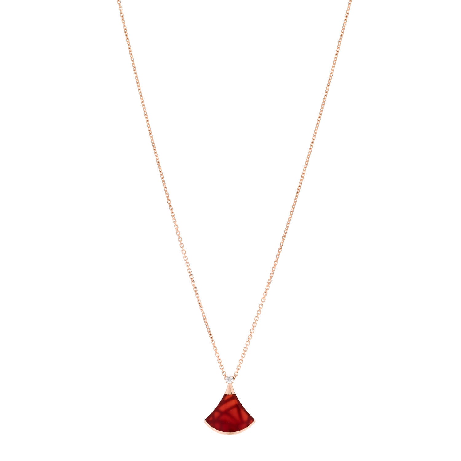 Bulgari 18K Rose Gold Diamond Carnelian Divas' Dream Pendant Necklace 1 of 6