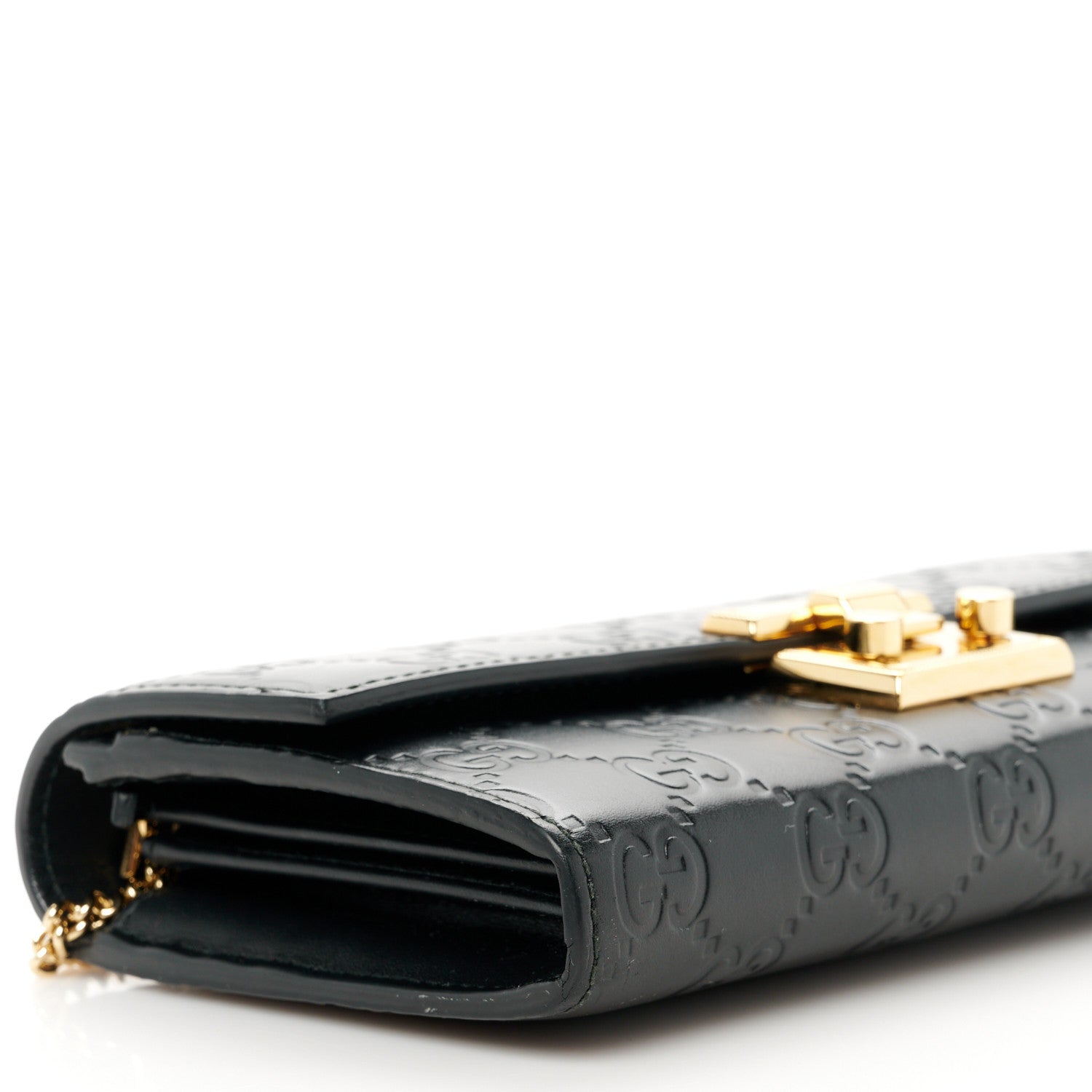 Gucci Guccissima Padlock Continental Chain Wallet Black 9 of 10