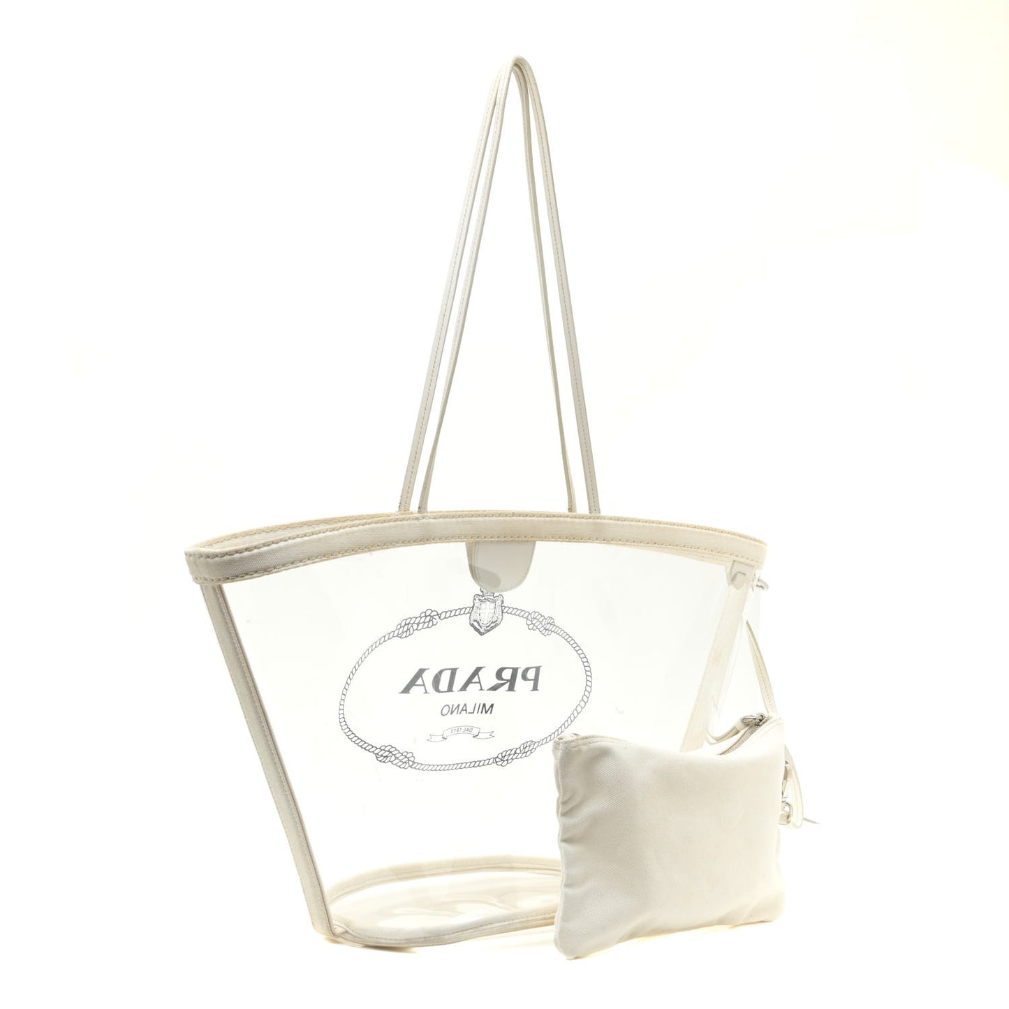 Plexiglass Calfskin Small Shopper Tote White