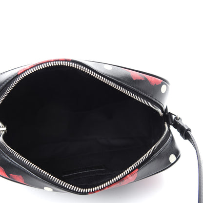 Saint Laurent Calfskin Rose Print Monogram Lou Camera Bag Black 5 of 10