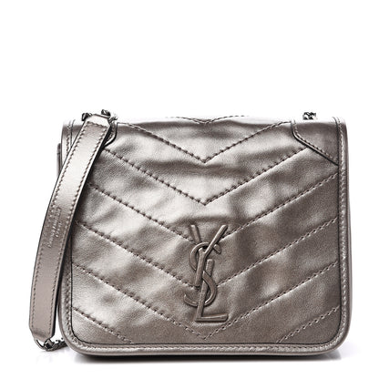 Saint Laurent Metallic Calfskin Matelasse Monogram Niki Chain Wallet Platinum 1 of 8