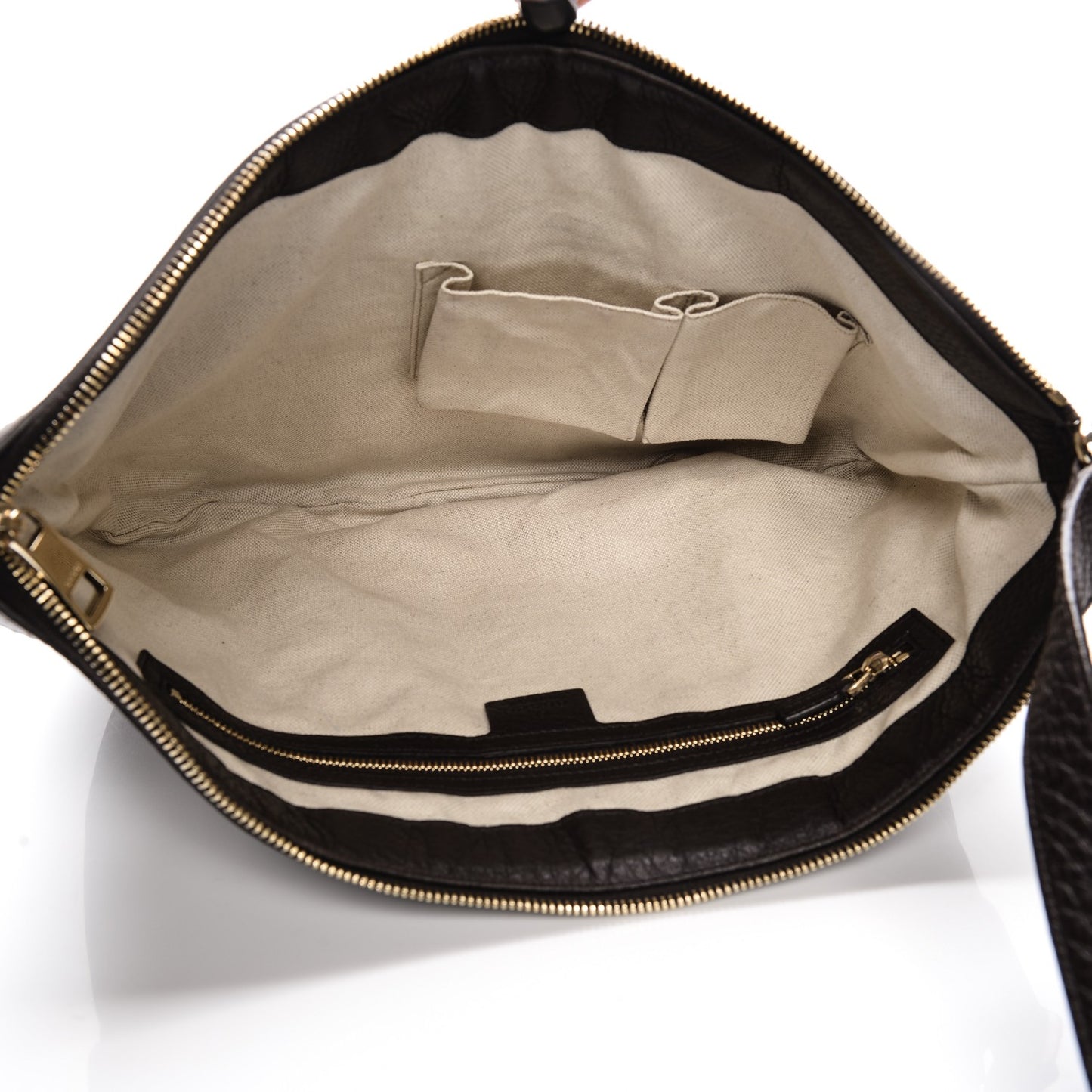 Pebbled Calfskin Vintage Web Medium Half Moon Hobo Dark Brown