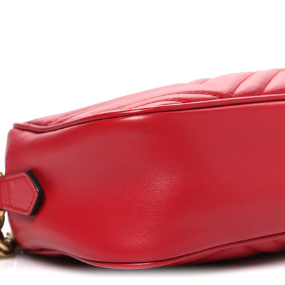Gucci Calfskin Matelasse Small GG Marmont Chain Shoulder Bag Hibiscus Red 8 of 9