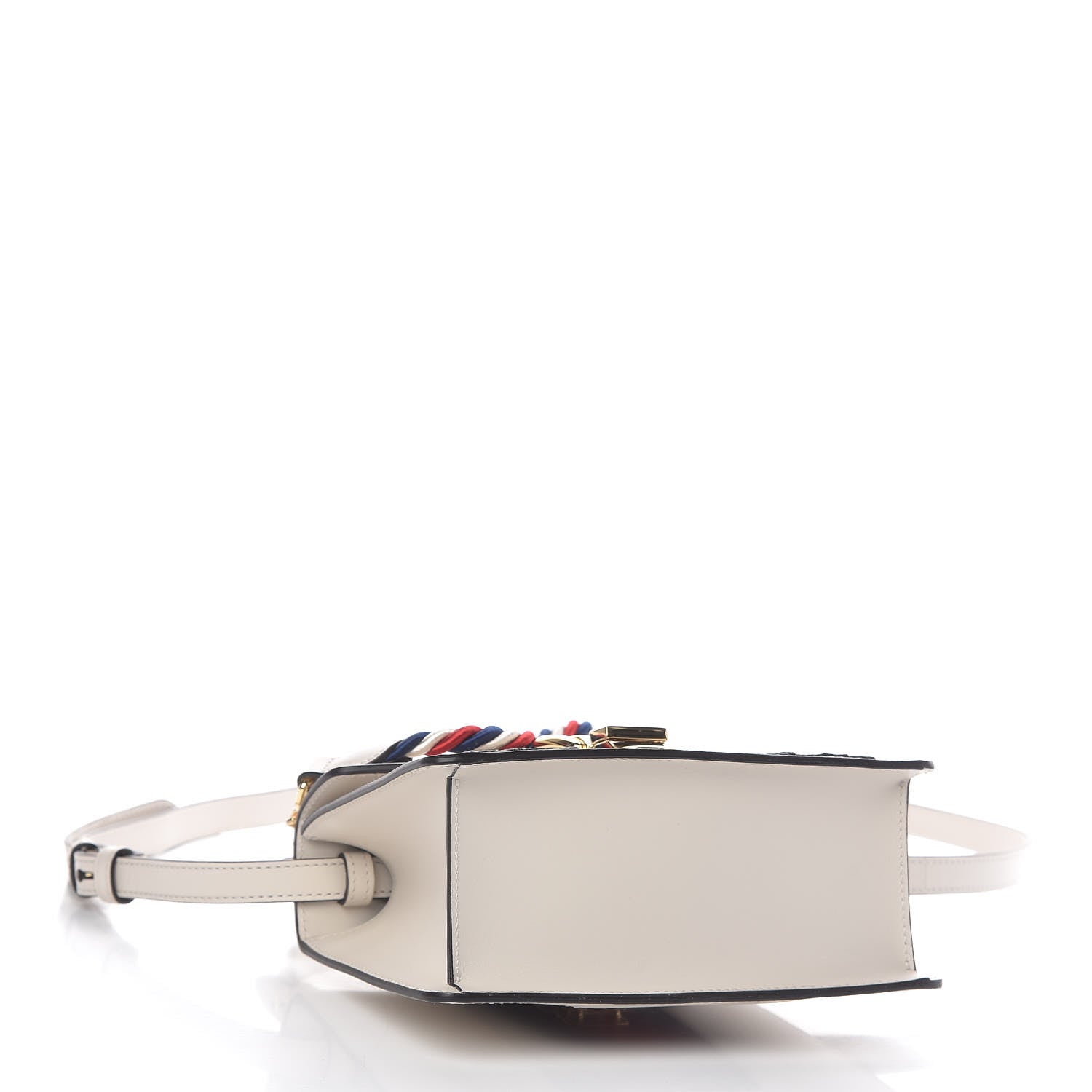 Gucci Calfskin Embroidered Mini Sylvie Top Handle Bag White 5 of 10