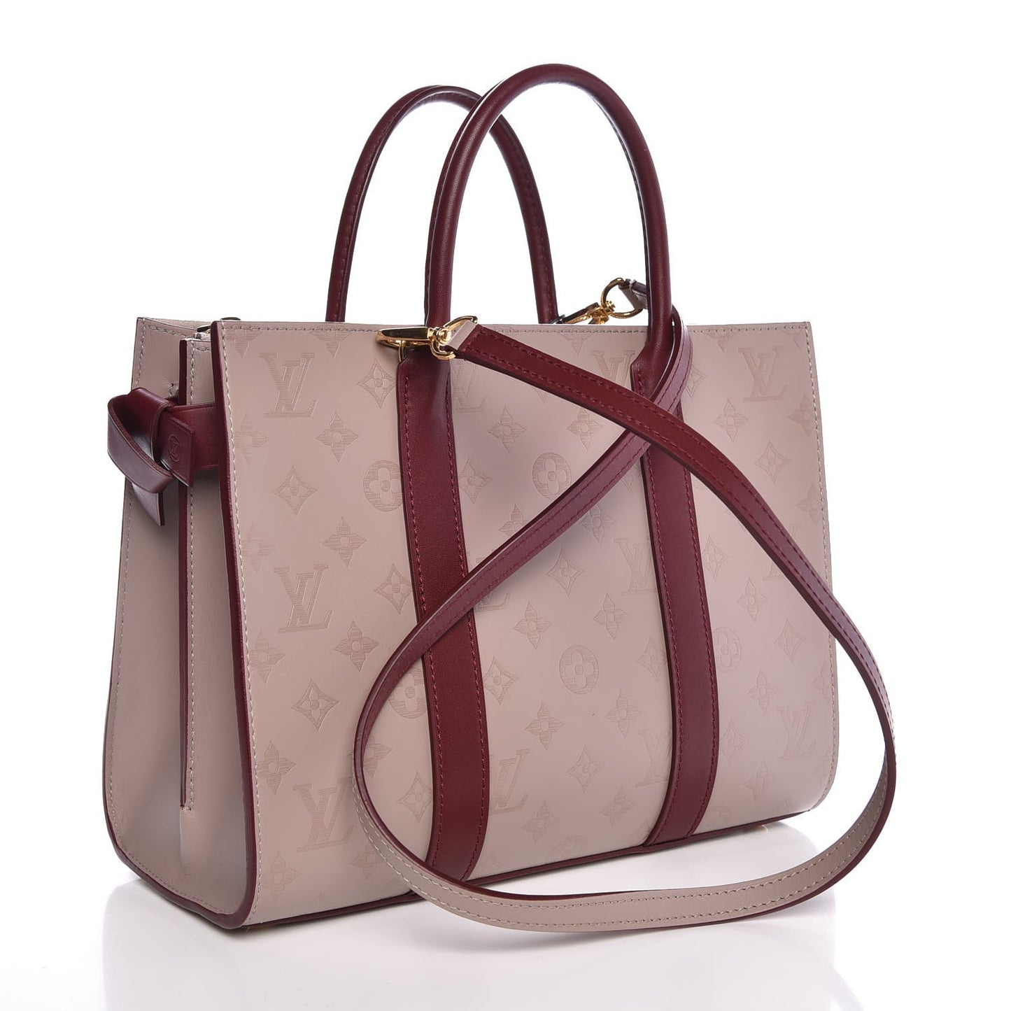 Monogram Cuir Plume Very Tote MM Mastic Raisin