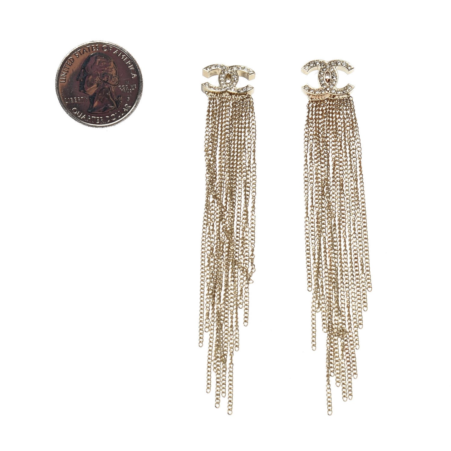 Crystal Chain CC Dangle Earphone Charms Gold
