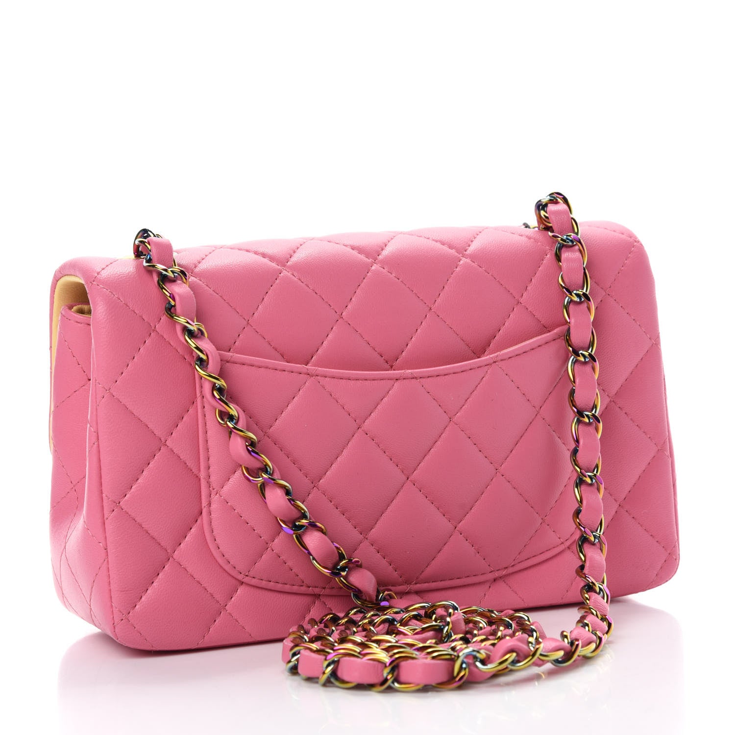 Chanel Lambskin Quilted Mini Rectangular Flap Pink Yellow 3 of 10
