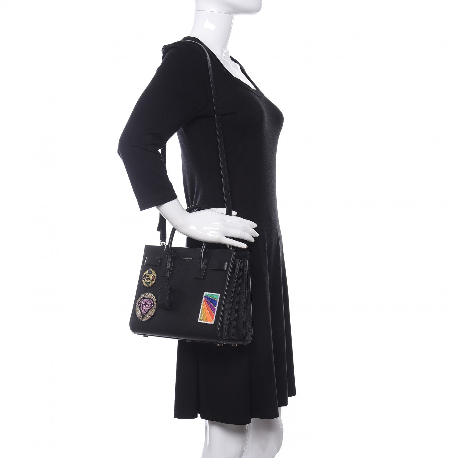 Saint Laurent Calfskin Patchwork Baby Sac De Jour Black Multi 2 of 10