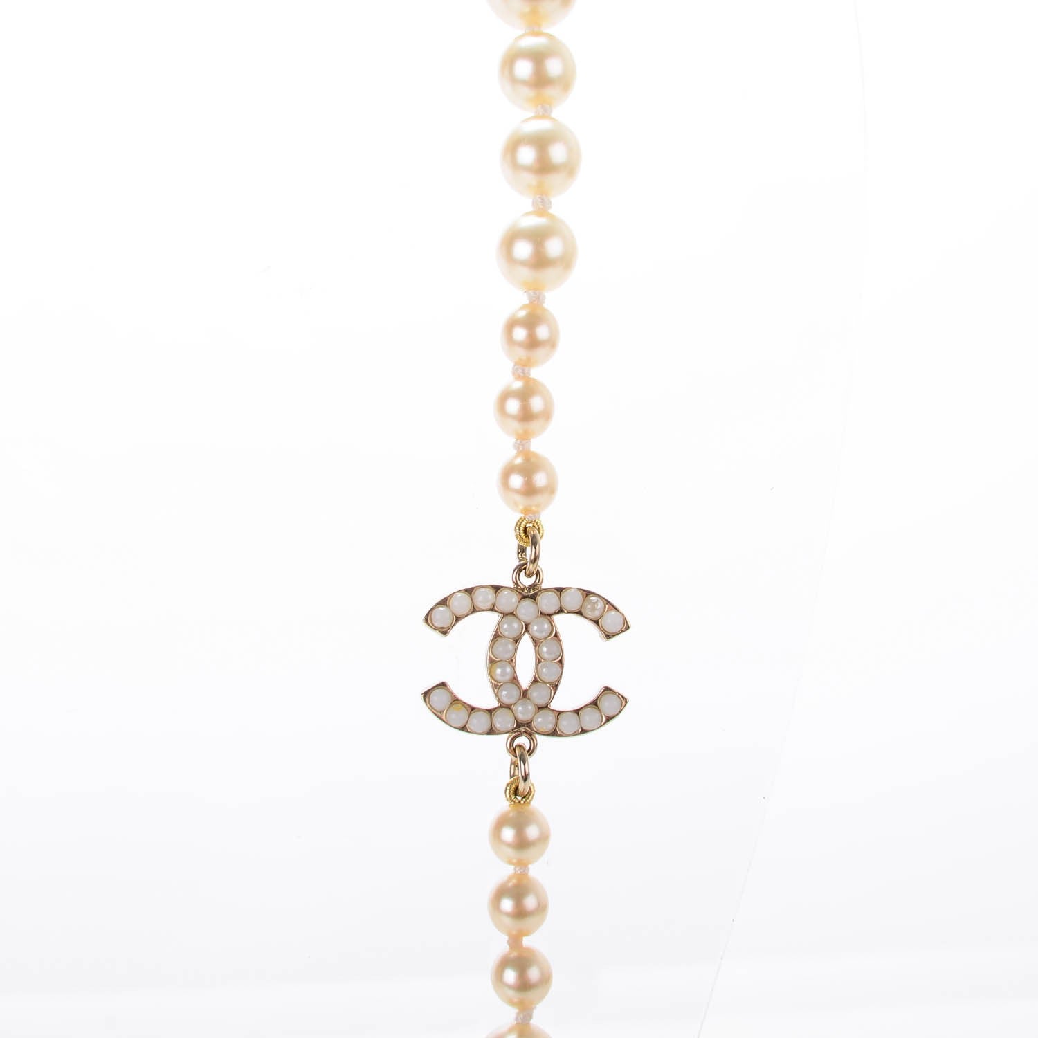 Chanel Graduated Pearl CC Long Necklace Gold 3 of 5