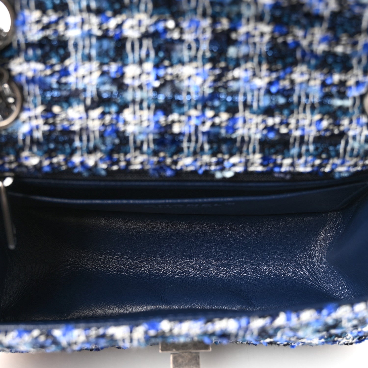 Chanel Tweed Quilted 2.55 Reissue Mini Flap Navy Blue Ecru Black 5 of 11