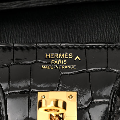 Hermes Shiny Porosus Crocodile Birkin 25 Black 7 of 11