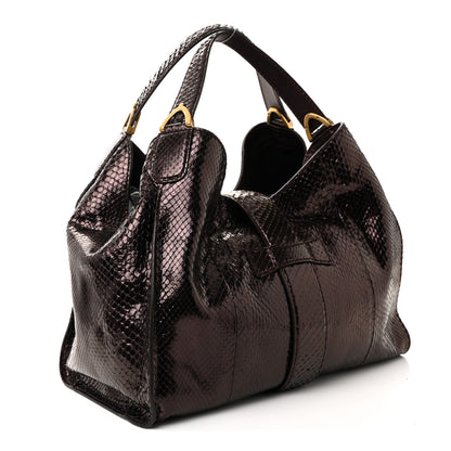 Gucci Snakeskin Medium Soft Stirrup Shoulder Bag Carminio Red 3 of 10