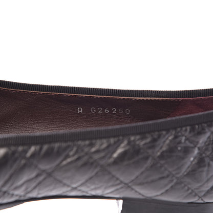 Chanel Aged Calfskin Quilted CC Cap Toe Ballerina Flats 37.5 Black 7 of 13