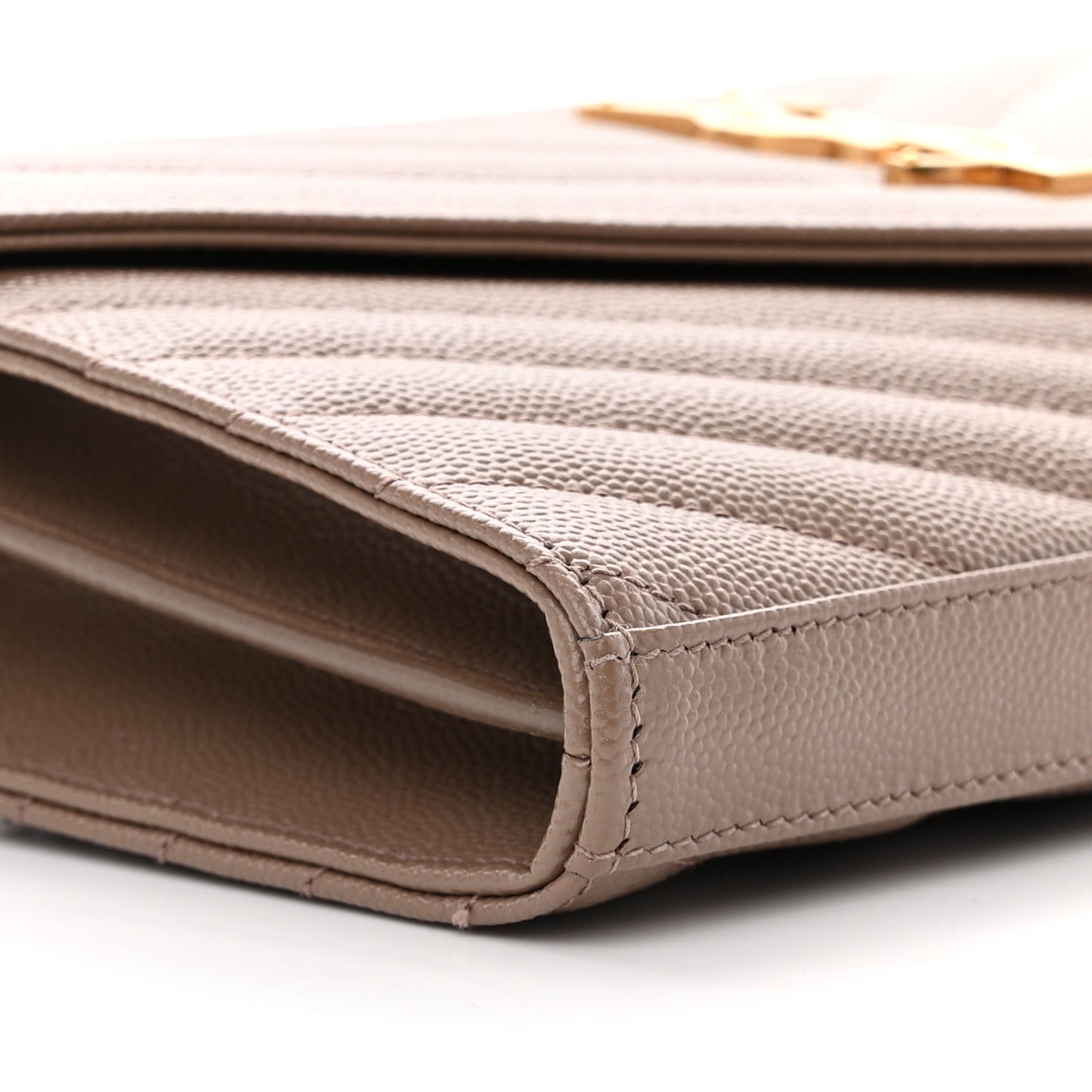 Grain De Poudre Matelasse Chevron Monogram Chain Wallet Taupe