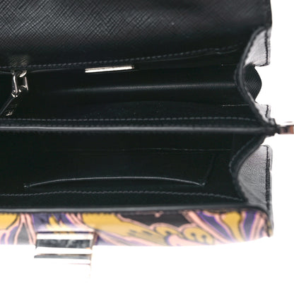 Prada Saffiano Tulip Print Shoulder Bag Black Multicolor 5 of 8