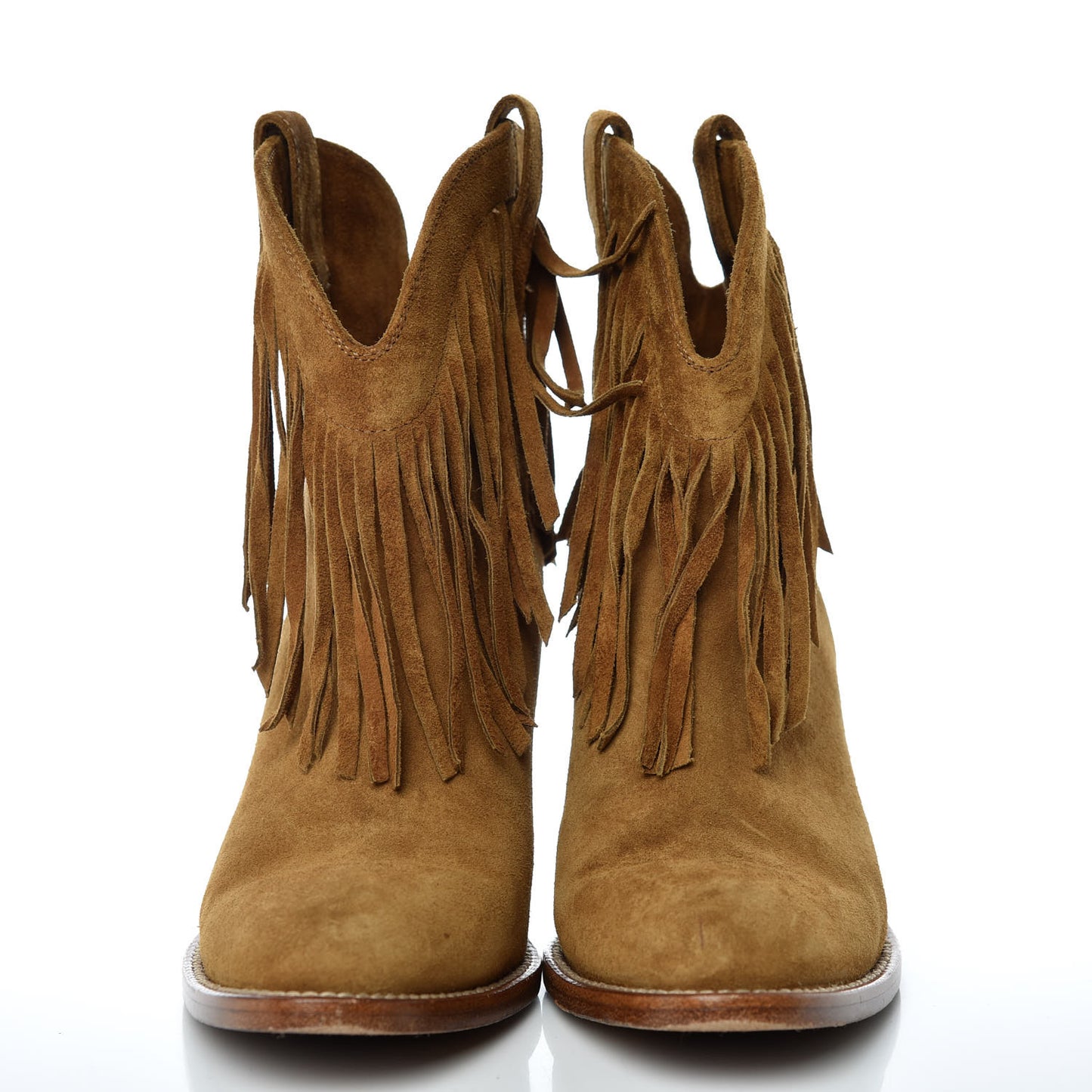 Suede New Western 80 Fringe Ankle Boots 37 Tan