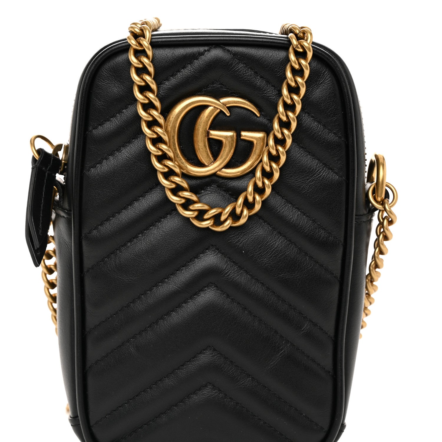 Gucci Calfskin Matelasse Mini GG Marmont Crossbody Bag Black 8 of 10