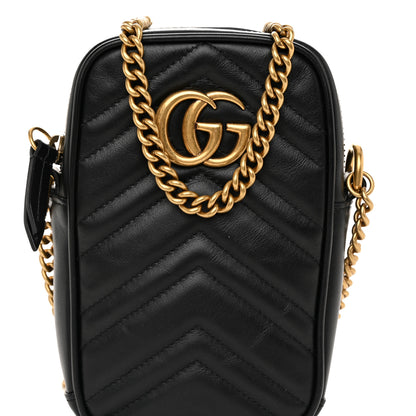 Gucci Calfskin Matelasse Mini GG Marmont Crossbody Bag Black 8 of 10