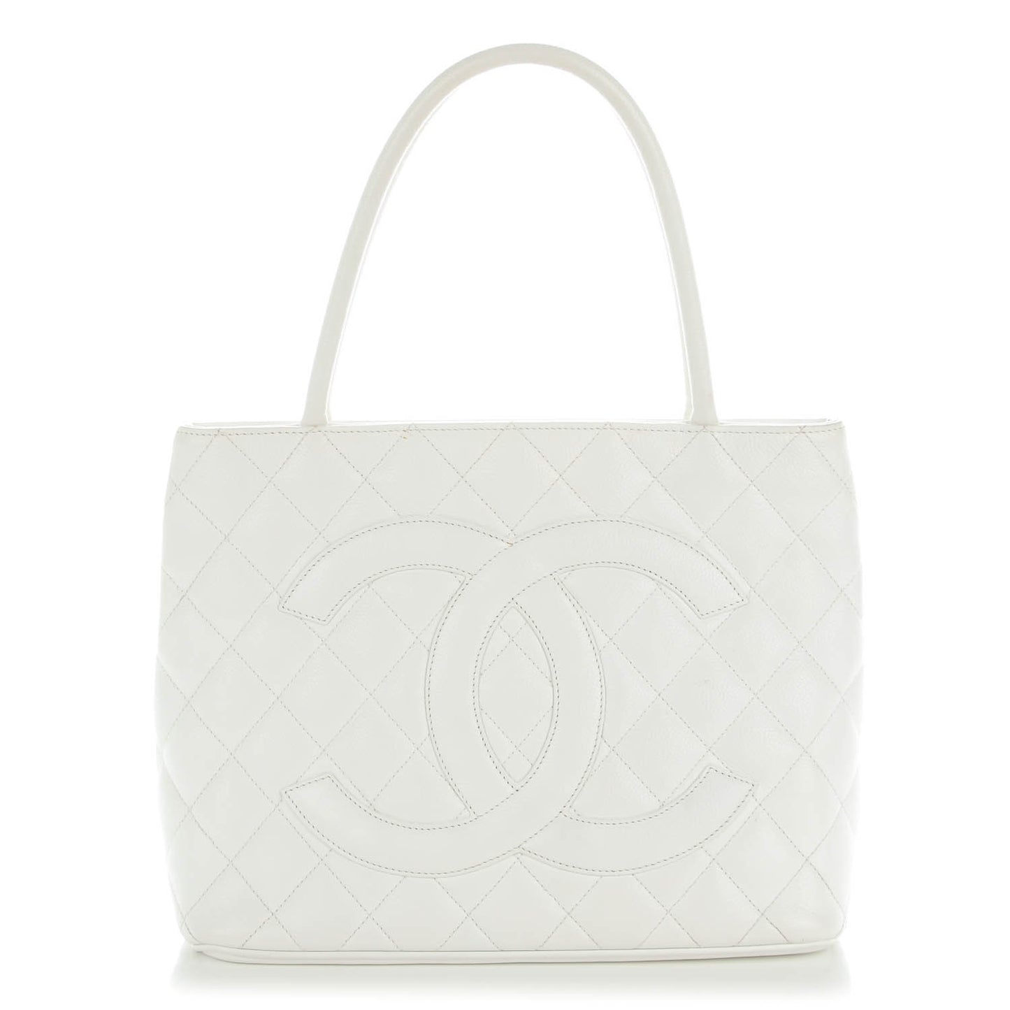 Caviar Quilted Medallion Tote White