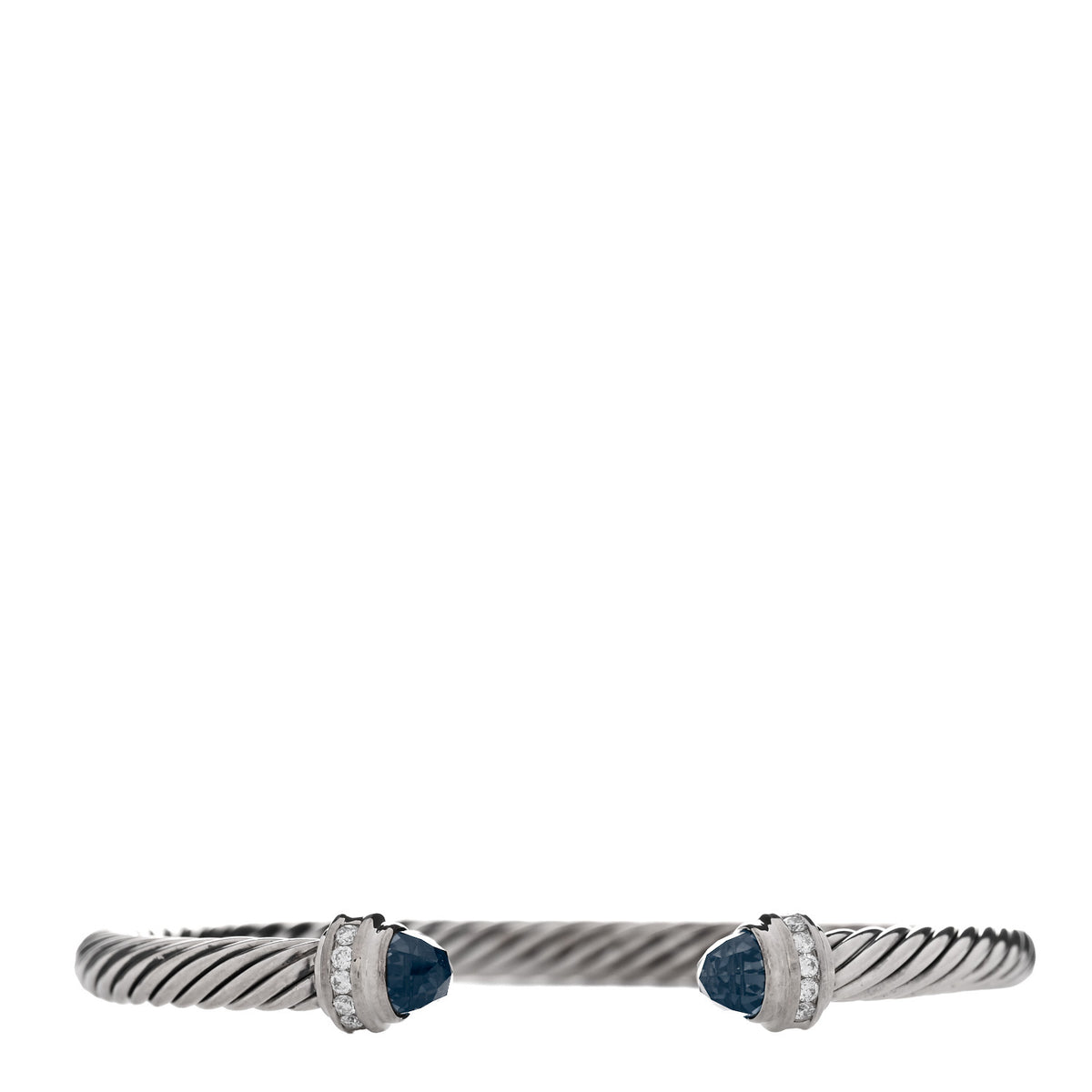 Sterling Silver Diamond Hampton Blue Topaz 5mm Cable Classics Bracelet
