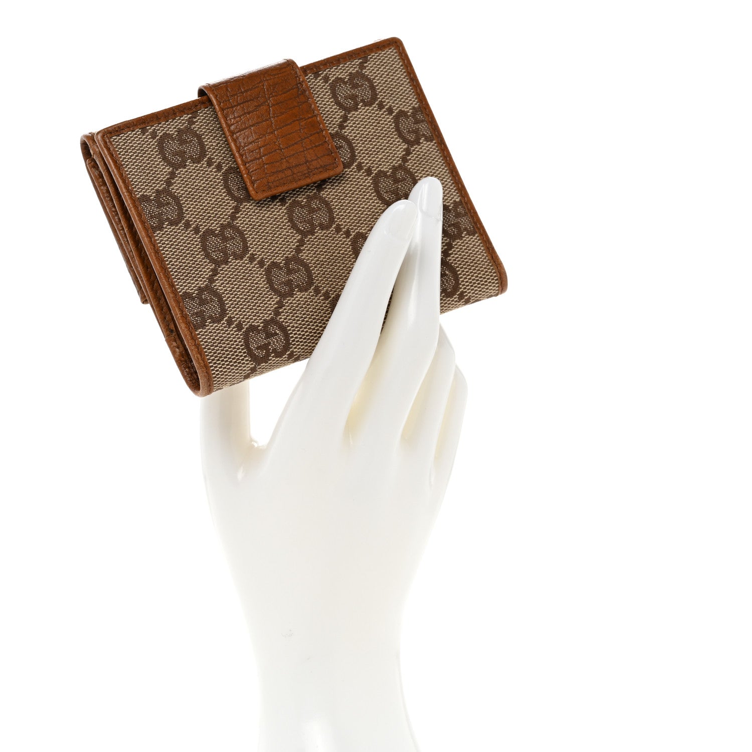 Gucci Monogram Bamboo Bar French Flap Wallet Beige 2 of 9