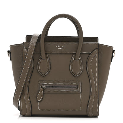 Celine Drummed Calfskin Nano Luggage Souris 1 of 10