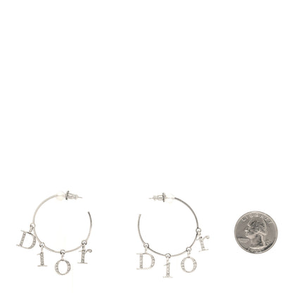 Christian Dior Crystal Hoop Earrings Silver 2 of 4