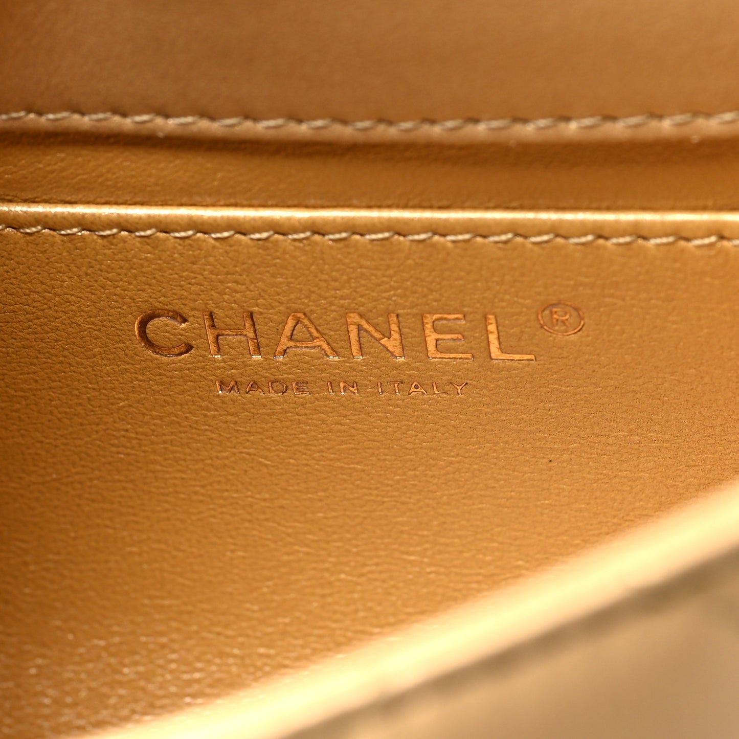 Metallic Lambskin Resin Quilted Top Handle Mini Flap Gold