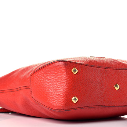 MCM Grained Calfskin Hobo Red 8 of 9