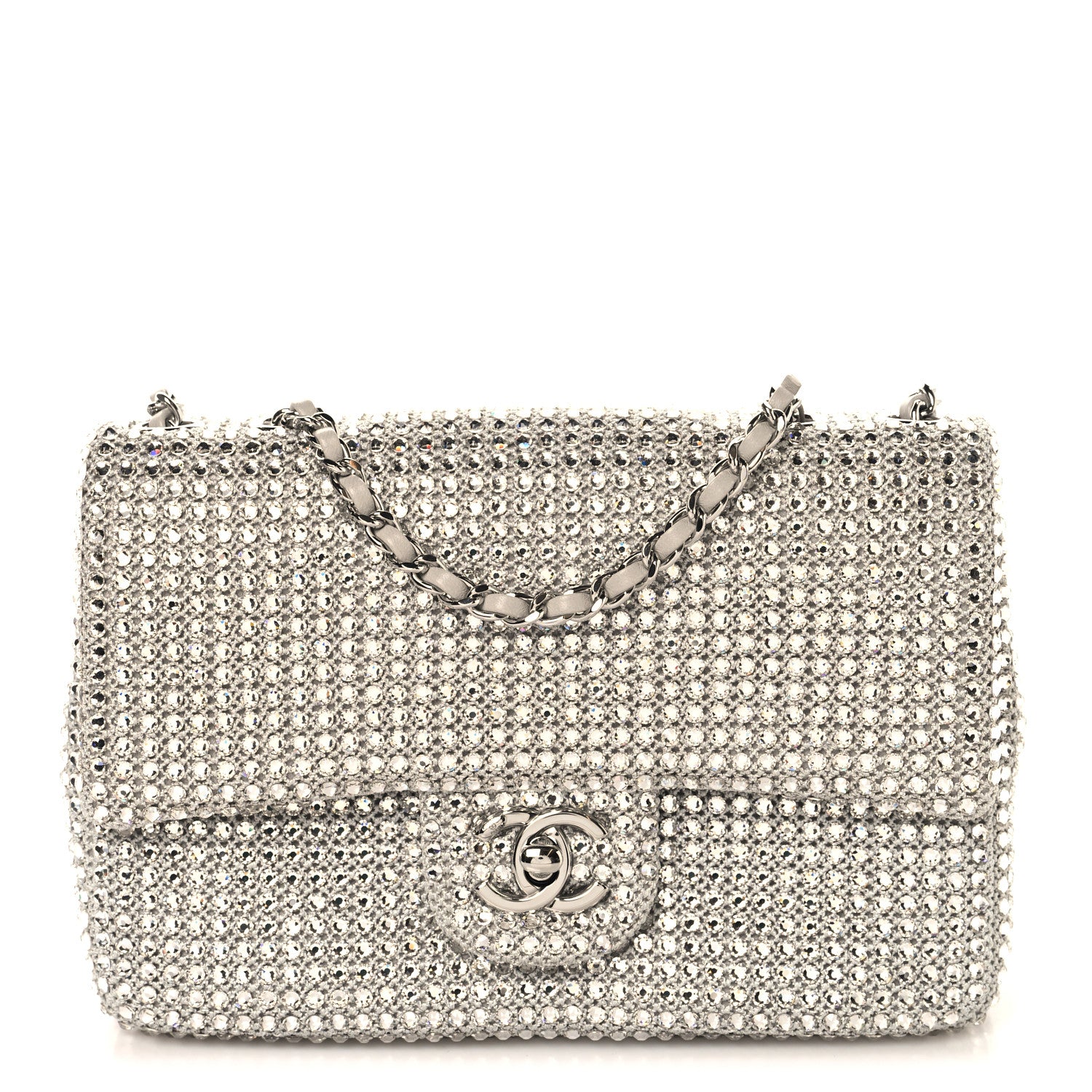 Chanel Crochet Strass Evening Flap Bag Silvery 1 of 9