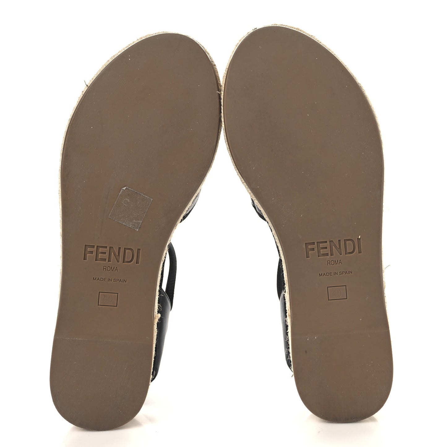 Nappa FF Embossed Espadrille Platform Sandals Black