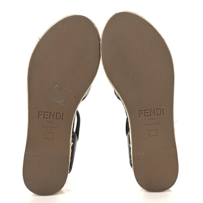 Fendi Nappa FF Embossed Espadrille Platform Sandals Black 6 of 8